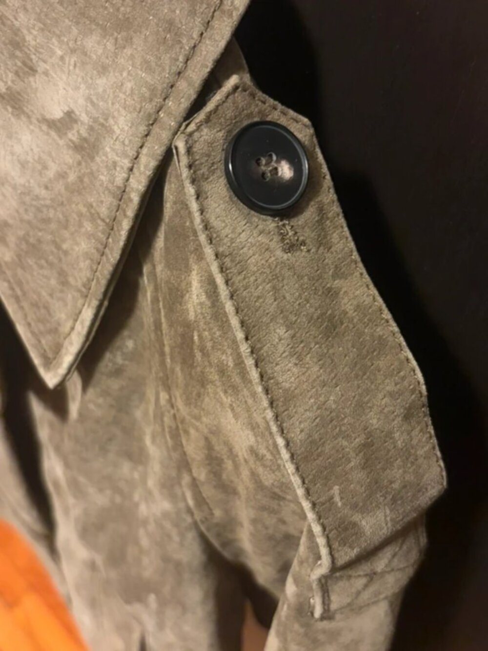 Zara Women’s Cropped Double Breasted 100% Leather Trench Coat, Dark Khaki, SMALL - Picture 12 of 16